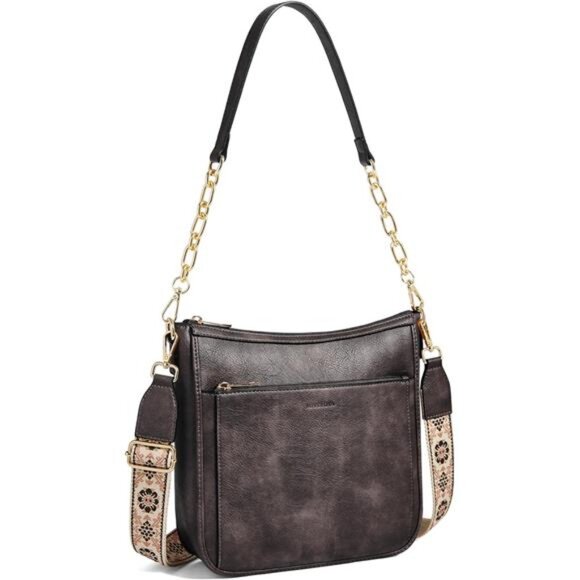Womens Crossbody Bag Vegan Leather Brown - Picture 1 of 8